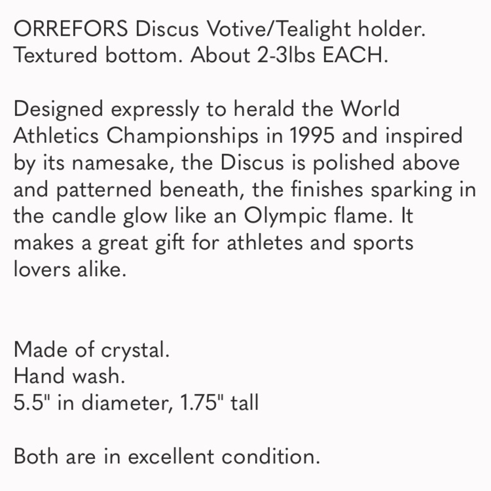 (2) Orrefors Discus Tealight Holders - Picture 3 of 3